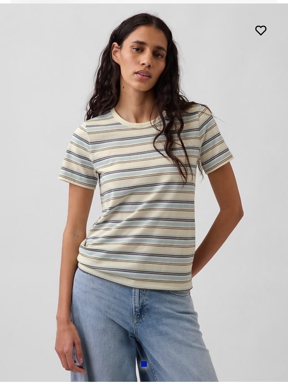 GAP Organic Cotton VintageSoft T-Shirt in Cream and Blue